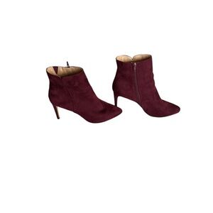 EXPRESS Women’s Burgundy Suede Booties 3 Inch Heel Size 9.5